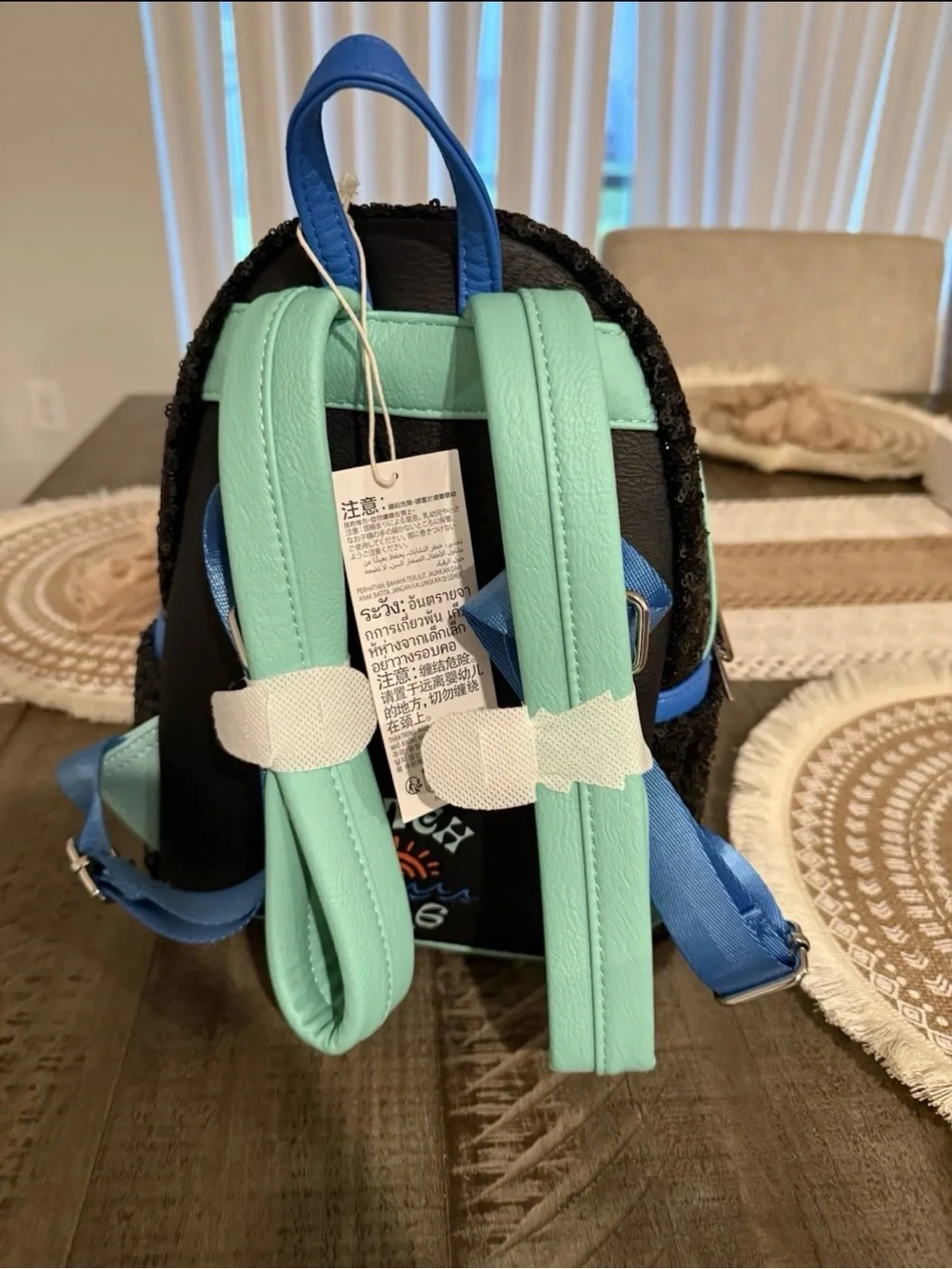 Loungefly Disney Parks Black Stitch Floral Sequin Mini Backpack